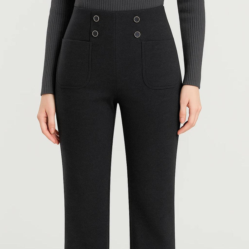 [Leve 3, Pague Só 2] Calça Solena Feminina em Algodão, Poliéster e Viscose de Cintura Alta com Botões Frontais!